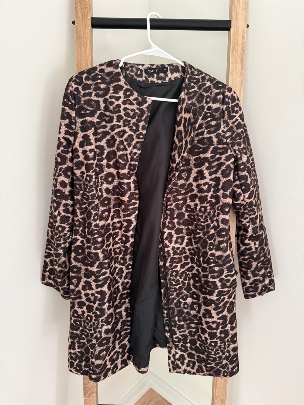 SHEIN Leopard Print Open Front Robe - Brown & Black